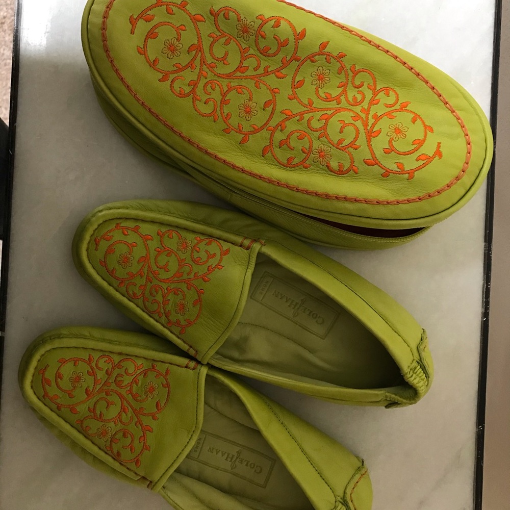 Leather slippers in case